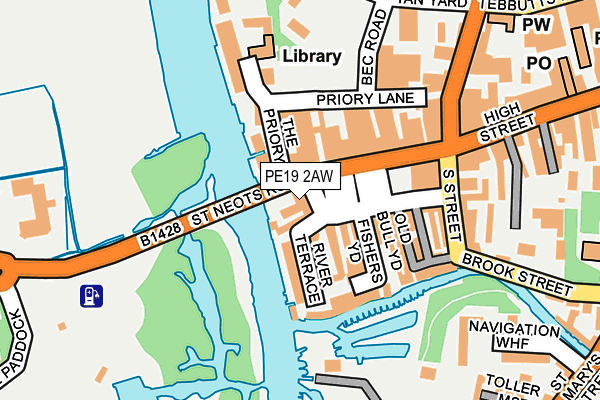PE19 2AW map - OS OpenMap – Local (Ordnance Survey)