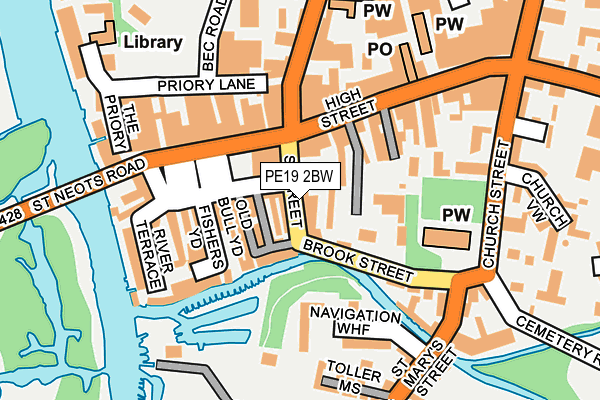 PE19 2BW map - OS OpenMap – Local (Ordnance Survey)