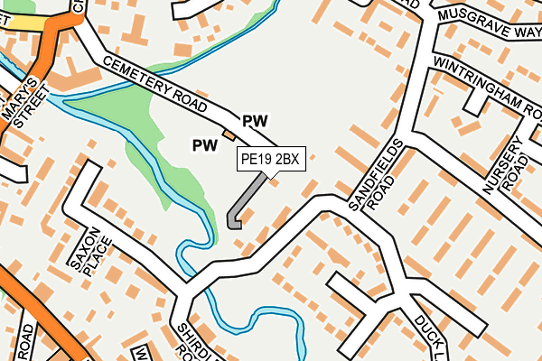 PE19 2BX map - OS OpenMap – Local (Ordnance Survey)