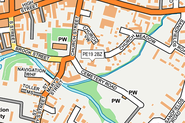 PE19 2BZ map - OS OpenMap – Local (Ordnance Survey)