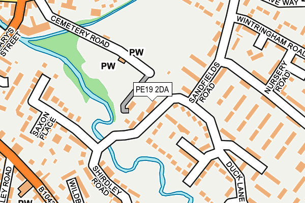 PE19 2DA map - OS OpenMap – Local (Ordnance Survey)