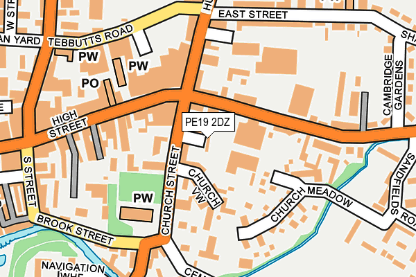 PE19 2DZ map - OS OpenMap – Local (Ordnance Survey)