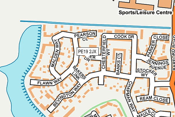 PE19 2JX map - OS OpenMap – Local (Ordnance Survey)
