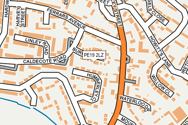 PE19 2LZ map - OS OpenMap – Local (Ordnance Survey)