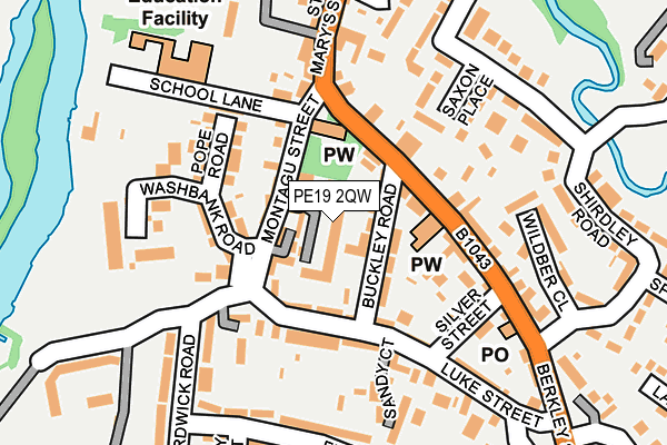 PE19 2QW map - OS OpenMap – Local (Ordnance Survey)