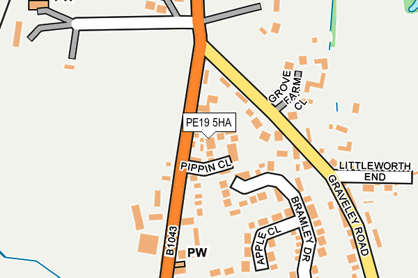 PE19 5HA map - OS OpenMap – Local (Ordnance Survey)