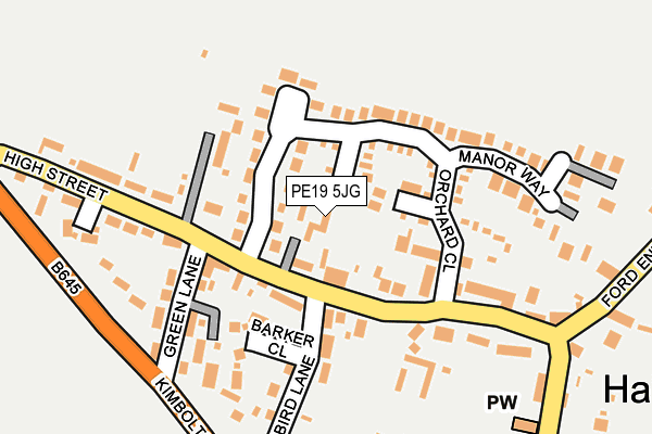 PE19 5JG map - OS OpenMap – Local (Ordnance Survey)