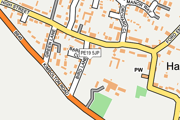 PE19 5JP map - OS OpenMap – Local (Ordnance Survey)