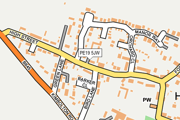 PE19 5JW map - OS OpenMap – Local (Ordnance Survey)
