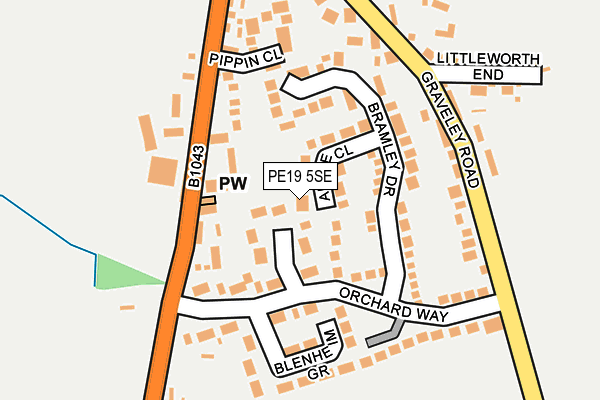 PE19 5SE map - OS OpenMap – Local (Ordnance Survey)