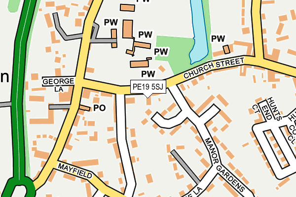 PE19 5SJ map - OS OpenMap – Local (Ordnance Survey)