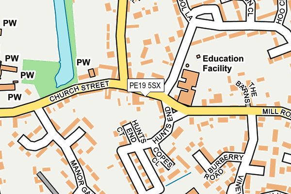 PE19 5SX map - OS OpenMap – Local (Ordnance Survey)