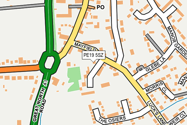 PE19 5SZ map - OS OpenMap – Local (Ordnance Survey)
