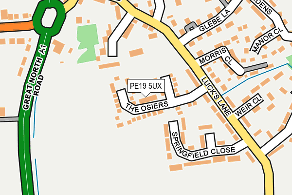 PE19 5UX map - OS OpenMap – Local (Ordnance Survey)