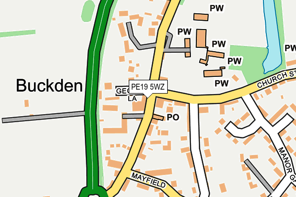 PE19 5WZ map - OS OpenMap – Local (Ordnance Survey)