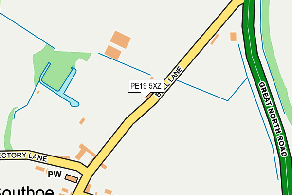 PE19 5XZ map - OS OpenMap – Local (Ordnance Survey)