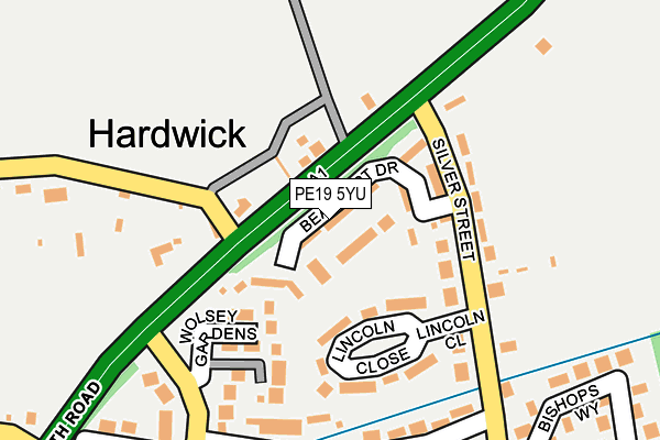 PE19 5YU map - OS OpenMap – Local (Ordnance Survey)