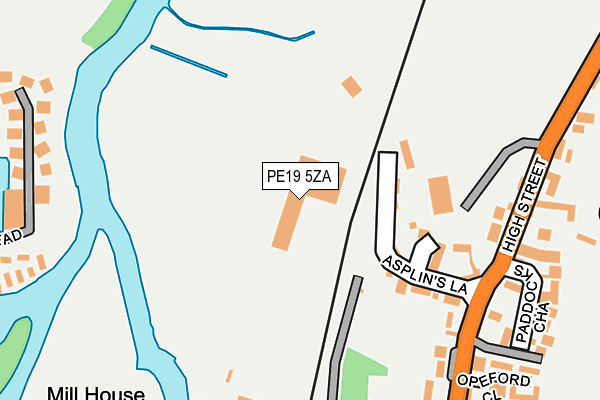 PE19 5ZA map - OS OpenMap – Local (Ordnance Survey)