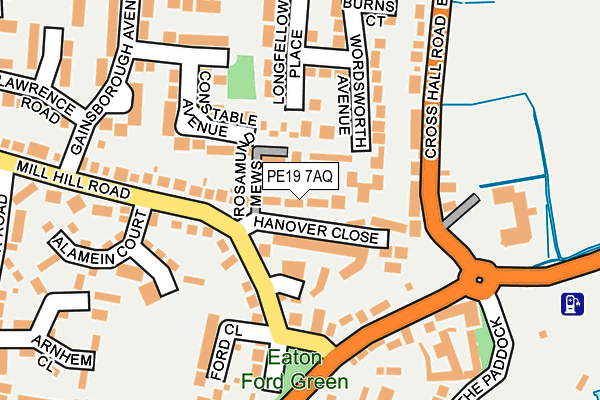 PE19 7AQ map - OS OpenMap – Local (Ordnance Survey)