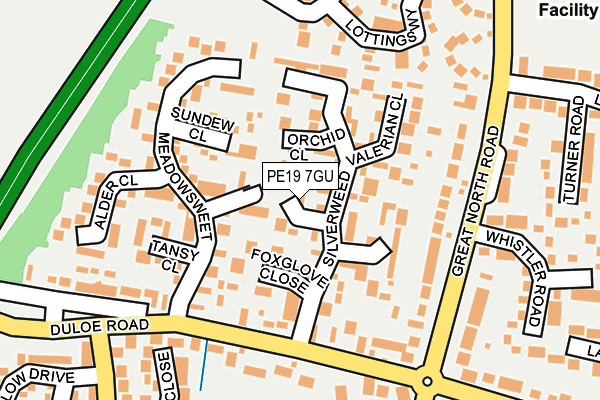 PE19 7GU map - OS OpenMap – Local (Ordnance Survey)