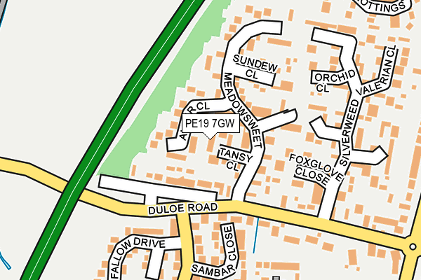 PE19 7GW map - OS OpenMap – Local (Ordnance Survey)