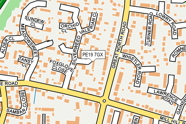 PE19 7GX map - OS OpenMap – Local (Ordnance Survey)