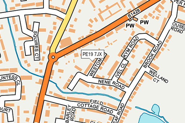 PE19 7JX map - OS OpenMap – Local (Ordnance Survey)