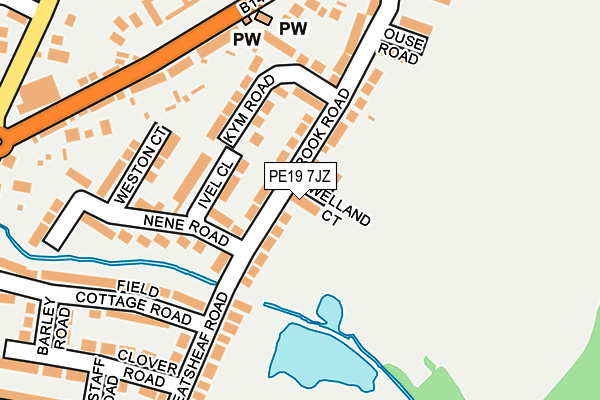 PE19 7JZ map - OS OpenMap – Local (Ordnance Survey)