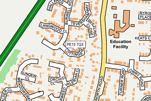 PE19 7QX map - OS OpenMap – Local (Ordnance Survey)