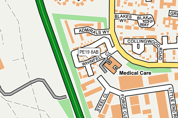 PE19 8AB map - OS OpenMap – Local (Ordnance Survey)