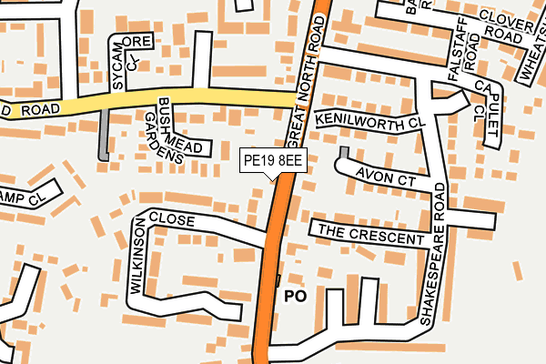 PE19 8EE map - OS OpenMap – Local (Ordnance Survey)