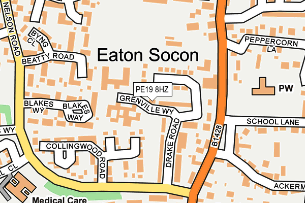 PE19 8HZ map - OS OpenMap – Local (Ordnance Survey)