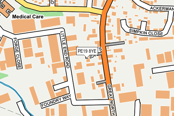 PE19 8YE map - OS OpenMap – Local (Ordnance Survey)