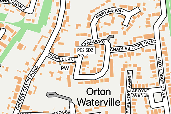 PE2 5DZ map - OS OpenMap – Local (Ordnance Survey)