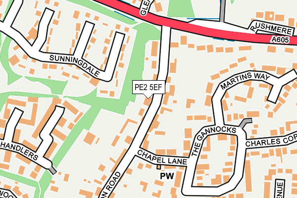 PE2 5EF map - OS OpenMap – Local (Ordnance Survey)