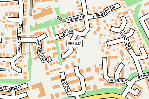PE2 5JZ map - OS OpenMap – Local (Ordnance Survey)