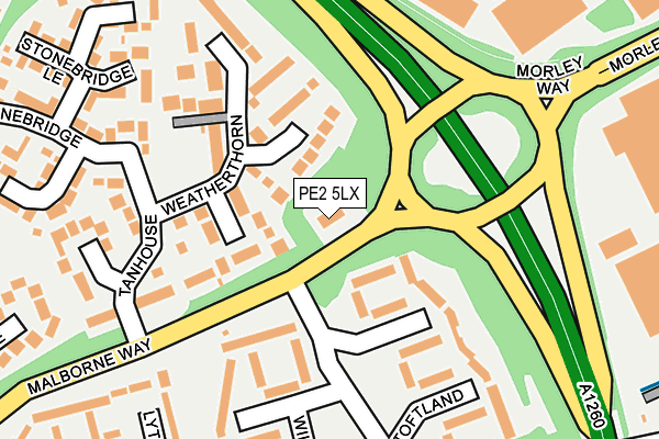 PE2 5LX map - OS OpenMap – Local (Ordnance Survey)