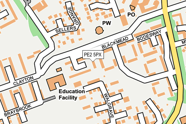 PE2 5PX map - OS OpenMap – Local (Ordnance Survey)