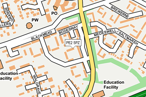 PE2 5PZ map - OS OpenMap – Local (Ordnance Survey)