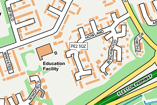 PE2 5QZ map - OS OpenMap – Local (Ordnance Survey)