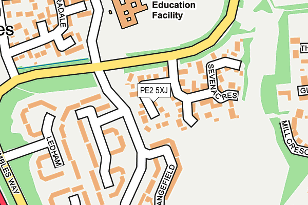 PE2 5XJ map - OS OpenMap – Local (Ordnance Survey)
