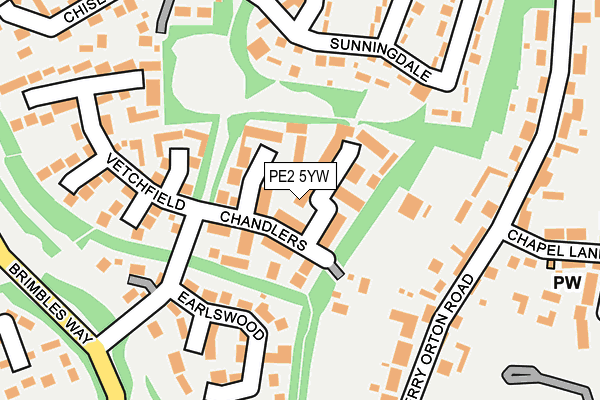 PE2 5YW map - OS OpenMap – Local (Ordnance Survey)