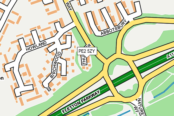 PE2 5ZY map - OS OpenMap – Local (Ordnance Survey)