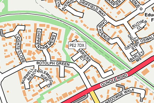 PE2 7DX map - OS OpenMap – Local (Ordnance Survey)