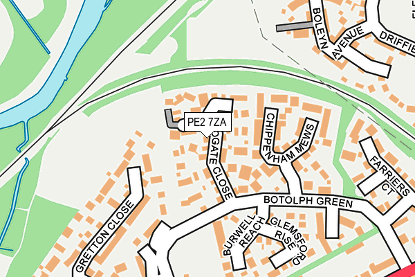 PE2 7ZA map - OS OpenMap – Local (Ordnance Survey)