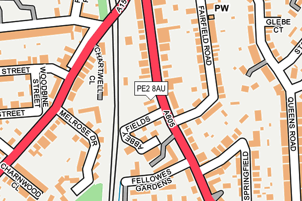 PE2 8AU map - OS OpenMap – Local (Ordnance Survey)