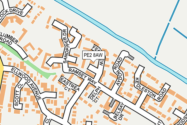 PE2 8AW map - OS OpenMap – Local (Ordnance Survey)