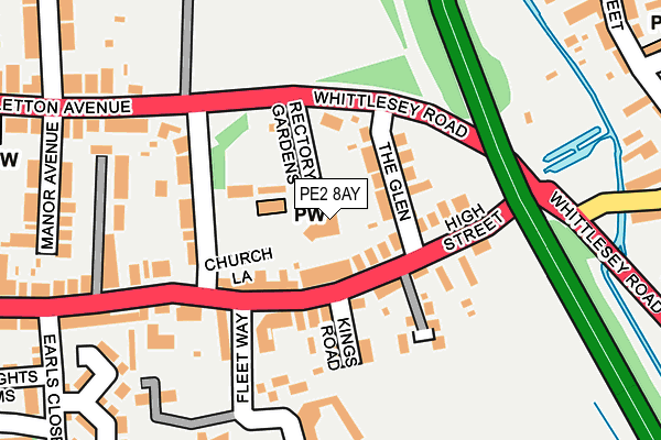 PE2 8AY map - OS OpenMap – Local (Ordnance Survey)