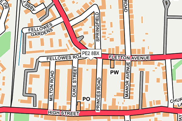PE2 8BX map - OS OpenMap – Local (Ordnance Survey)