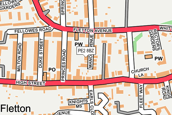 PE2 8BZ map - OS OpenMap – Local (Ordnance Survey)